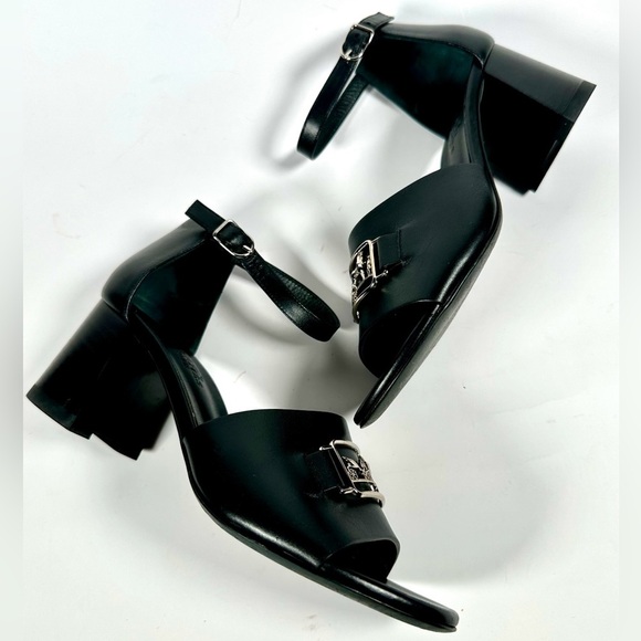 HERMES Viaggio 60 Calfskin Leather Ankle Strap Sandals 35 Black - Picture 14 of 15